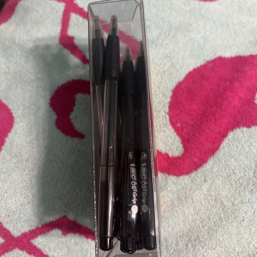 Vintage 2004 BIC BU2 Grip 12ct‎ Retractable Ball Pens Black Medium